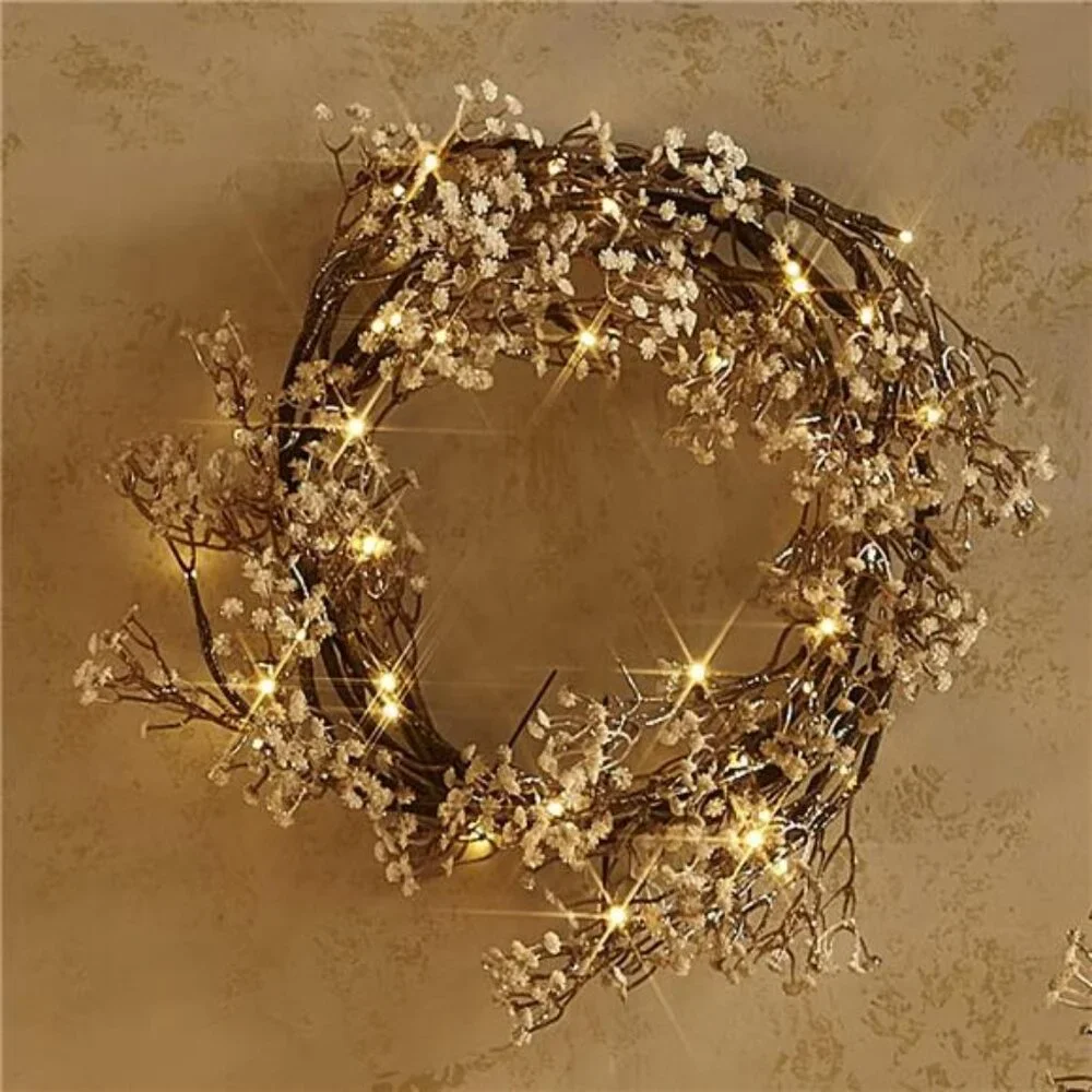 Lighted Garland Flowers for Mantle with Timer Battery 48 LED 6ft Vine Garlands